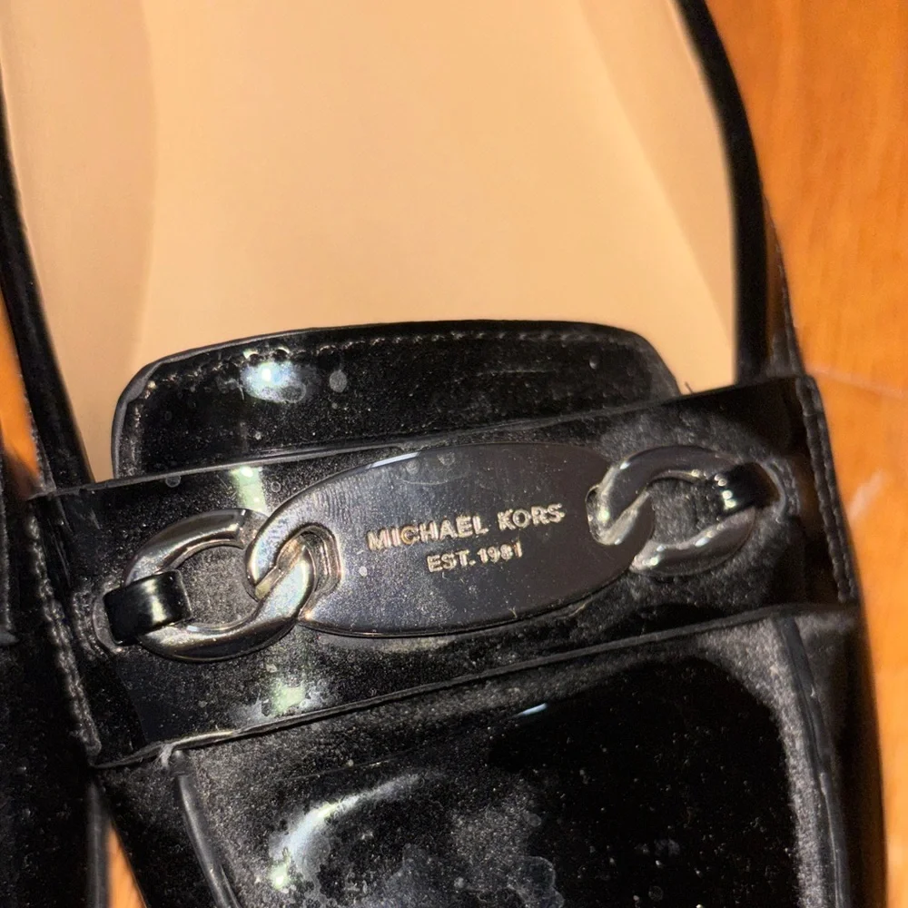 MICHAEL Michael Kors Black Patent Loafers with Silver Hardware - Picture 3 of 9